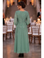 billige Ankellengde-A-linje Ankellengde Kjole til brudens mor Langermet Øsehals Elegant Årgang Luksuriøs Formell Bryllupsgjest Bryllupsfest Chiffon med Bølgemønster Perlearbeid Paljett