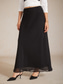 cheap Plain Skirts-Women's Chiffon Skirt Elegant Maxi Mid Waist Skirts Plain Elastic Waistband Micro-elastic Daily Valentine's Day Black Summer