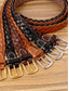baratos Cintos Masculinos-Cinto masculino trançado em couro legítimo, ajustável, casual, para usar com jeans, calças chino e bermudas. Ideal para o trabalho, viagens, golfe, férias e fins de semana.