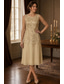 abordables Ensembles de robes pour maman-Deux Pièces Ligne A Longueur thé Robe de Mère de Mariée  Manche 3/4 Col Rond Élégant Embelli Floral Formel robe demoiselle d honneur Fête de fiançailles Chiffon Dentelle Robes avec Veste avec