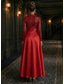 abordables Vestidos de cóctel-Corte A Hasta el Tobillo Vestidos de coctel Elegante Reluciente Madre de la novia Manga Larga Cuello Alto Boda Formal Bolsillo Satén Lentejuelas con Brillante Plisado Un Color