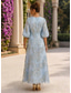 levne Délka kotníků-A-Linie Po kotníky Šaty pro matku nevěsty 3/4 délka rukávu Do V Elegantní Vinobraní Zahradní slavnost Formální Svatební host Organza Spandex Satén Šifon Žakár s 3D květiny Květiny