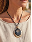 abordables Collier pour femme-Collier pendentif rond bohème pour femme, cordon en alliage de polyester, bijou tendance, or &amp;Collier pendentif rond argenté pour les vacances, la plage, les fêtes et les tenues décontractées