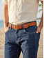 baratos Cintos Masculinos-Cinto masculino trançado em couro legítimo, ajustável, casual, para usar com jeans, calças chino e bermudas. Ideal para o trabalho, viagens, golfe, férias e fins de semana.