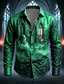 cheap Halloween Shirts-Halloween Men's Rose Skulls Shirt Button Up Shirt Long Sleeve Dark Gothic Style Streetwear Holiday Spring Fall Turndown 3D Print Collared Shirts Blue White / Purple Red Purple Green