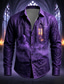 cheap Halloween Shirts-Halloween Men's Rose Skulls Shirt Button Up Shirt Long Sleeve Dark Gothic Style Streetwear Holiday Spring Fall Turndown 3D Print Collared Shirts Blue White / Purple Red Purple Green