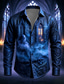cheap Halloween Shirts-Halloween Men's Rose Skulls Shirt Button Up Shirt Long Sleeve Dark Gothic Style Streetwear Holiday Spring Fall Turndown 3D Print Collared Shirts Blue White / Purple Red Purple Green