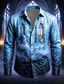 cheap Halloween Shirts-Halloween Men's Rose Skulls Shirt Button Up Shirt Long Sleeve Dark Gothic Style Streetwear Holiday Spring Fall Turndown 3D Print Collared Shirts Blue White / Purple Red Purple Green