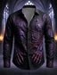 cheap Halloween Shirts-Halloween Men's Rose Skulls Shirt Button Up Shirt Long Sleeve Dark Gothic Style Streetwear Holiday Spring Fall Turndown 3D Print Collared Shirts Blue Purple 3 Purple Green Purple 2
