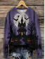 cheap Halloween Sweatshirt&amp;Hoodie-Halloween Women's Pullover Sweatshirt Print Graphic Skull Pumpkin Fashion Casual Long Sleeve Crew Neck Regular Tops Casual Street Dailywear Purple Orange Dark Grey Fall Winter