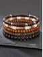 cheap Men's Jewelry-Men's Wooden Bohemian Beaded Bracelet Set, 5PCS Layered Stretch Bracelets for Casual Wear, Travel, Beach, Festival, Weekend Outfits and Everyday Fashion Accessories