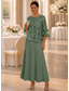 cheap Ankle Length-A-Line Dress Ankle Length Mother of the Bride Dress 3/4 Length Sleeve Scoop Neck Elegant Luxurious Floral Beach Wedding Formal Wedding Guest Chiffon Lace with 3D Flowers Embroidery Appliques