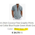 Voor heren Overhemd Kokosnootboom Grafische prints Opstaand blauw Paars Groen Khaki Grijs Buiten Straat Korte mouw Afdrukken Kleding Modieus Streetwear Ontwerper Casual