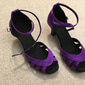 Damen Latein Tanzschuhe Ballsaal-Tanzschuhe Salsa Schuhe Linedance Innen Professionell Leistung Satin Grundlegend Absatz Einfarbig Kubanischer Absatz Schnalle Lila
