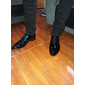 scarpe eleganti stringate in similpelle verniciata bordeaux lucido da uomo con dettagli brogue - scarpe oxford formali per matrimoni, feste ed eventi aziendali
