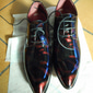 scarpe eleganti stringate in similpelle verniciata bordeaux lucido da uomo con dettagli brogue - scarpe oxford formali per matrimoni, feste ed eventi aziendali