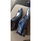 scarpe eleganti stringate in similpelle verniciata bordeaux lucido da uomo con dettagli brogue - scarpe oxford formali per matrimoni, feste ed eventi aziendali