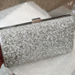 pochette da donna con glitter argento, elegante borsa da sera con struttura in metallo - ideale per matrimoni, feste ed eventi formali