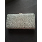 pochette da donna con glitter argento, elegante borsa da sera con struttura in metallo - ideale per matrimoni, feste ed eventi formali