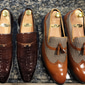 Mocassins en similicuir marron à motif crocodile pour hommes - chaussures habillées élégantes à enfiler pour les occasions formelles