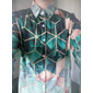 Herren Geometrische Muster Geometrie Hemd Knopfhemd Langarm Modisch Designer Brautkleider schlicht Outdoor Urlaub Täglich Frühling Sommer Ständer 3D-Druck Button-Down Schwarz Weiß Rosa Dunkelgrün Grün