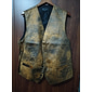 Hombre Chaleco Chaleco de traje Fiesta Festival Vintage Casual Mezcla de Algodón Bloque de color Recto 1 botón Escote en Pico Delgado Marrón Chaleco