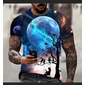 Homme Graphique Galaxie Lune effrayante T-shirt Manche Courte T-shirt Impression 3D Col ras du cou Chemise Sports Designer Classique Quotidien Sports Week-end Noir Bleu Roi Bleu Été Vêtement Tenue S