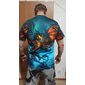 Homens Gráfico Anime Dragão Camisa Social Camiseta Camisetas Manga Curta Camiseta Impressão 3D Gola Redonda Camisa Roupa de rua Exagerado Diário Feriado Azul Preto Dourado Roupa Tamanho Grande S M L