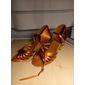 chaussures à talons de danse latine à lanières en satin pour femmes avec semelle en daim souple - chaussures de spectacle de salle de bal