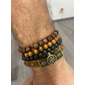 Homens mulheres 4pçs Abotoaduras Pulseiras com Miçangas Pulseiras de couro Presente Diário Retro Moda Europeu Marron