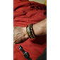 Homens mulheres 4pçs Abotoaduras Pulseiras com Miçangas Pulseiras de couro Presente Diário Retro Moda Europeu Marron