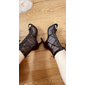 bottes de danse à lacets en similicuir verni noir pour femmes, chaussures de performance à talons hauts et à bout ouvert pour la danse latine, la salsa et la danse de salon