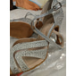 Women's Silver Rhinestone Dance Shoes with Crisscross Straps - Open-Toe Ballroom and Latin Heels