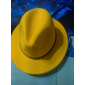 男性用 ケンタッキーダービーハット フェドーラ帽 つばの帽子 ブラック イエロー パーティー ソリッド