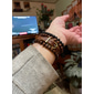 Homens mulheres 4pçs Abotoaduras Pulseiras com Miçangas Pulseiras de couro Presente Diário Retro Moda Europeu Marron