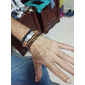 Homens mulheres 4pçs Abotoaduras Pulseiras com Miçangas Pulseiras de couro Presente Diário Retro Moda Europeu Marron