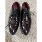 scarpe eleganti stringate in similpelle verniciata bordeaux lucido da uomo con dettagli brogue - scarpe oxford formali per matrimoni, feste ed eventi aziendali