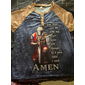 Herren Glaubens Grafik T-Shirt Ritter Krieger 'Der Teufel sah mich bis ich AMEN sagte' Motivational Kurzarm Shirt