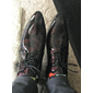 chaussures habillées oxford en cuir verni pour hommes - rouges et noires, idéales pour les événements formels et les fêtes