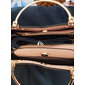 marineblaue und rosa Handtasche für Damen mit Herzquastenanhänger – elegante Umhängetasche und Tragetasche aus Kunstleder für den täglichen Gebrauch