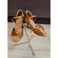 chaussures à talons de danse latine à lanières en satin pour femmes avec semelle en daim souple - chaussures de spectacle de salle de bal