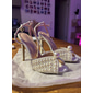 tacchi a spillo decorati con perle da donna - eleganti scarpe da sposa con cinturino alla caviglia e design a punta aperta