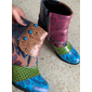 Bohemian Floral Embossed Ankle Boots for Women, Retro Ethnic Style Block Heel Short Boots with Zipper & Pearl Button Details - Perfect for Casual Outings, Festivals, and Vintage-Inspired Events