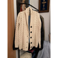 Homme Pull Chandail Gilet Cardigan Pull court A côtes Tricot torsadé Tricoter Tricoté Couleur unie Col Châle Moderne contemporain Casual Usage quotidien Vêtement Tenue Automne Hiver bleu marine Beige