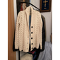 Homme Pull Chandail Gilet Cardigan Pull court A côtes Tricot torsadé Tricoter Tricoté Couleur unie Col Châle Moderne contemporain Casual Usage quotidien Vêtement Tenue Automne Hiver bleu marine Beige