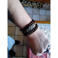 Homens mulheres 4pçs Abotoaduras Pulseiras com Miçangas Pulseiras de couro Presente Diário Retro Moda Europeu Marron