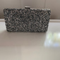 pochette da donna con glitter argento, elegante borsa da sera con struttura in metallo - ideale per matrimoni, feste ed eventi formali