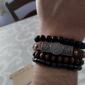 Homens mulheres 4pçs Abotoaduras Pulseiras com Miçangas Pulseiras de couro Presente Diário Retro Moda Europeu Marron