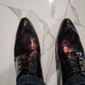 scarpe eleganti stringate in similpelle verniciata bordeaux lucido da uomo con dettagli brogue - scarpe oxford formali per matrimoni, feste ed eventi aziendali