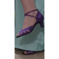 Damen Latein Tanzschuhe Ballsaal-Tanzschuhe Salsa Schuhe Linedance Innen Professionell Leistung Satin Grundlegend Absatz Einfarbig Kubanischer Absatz Schnalle Lila